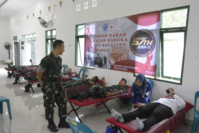 Peringati HUT Ke – 57 , Batalyon Arhanud 11/WBY Gelar Donor Darah